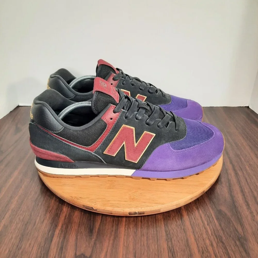New Balance 574 Black History Month Mens 13 Shoes Purple Black Suede Sneakers